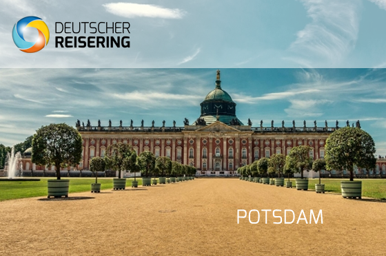 Deutscher Reisering – Mitgliederversammlung Potsdam: Schlossgrafik mit Logo und Schriftzug „POTSDAM"